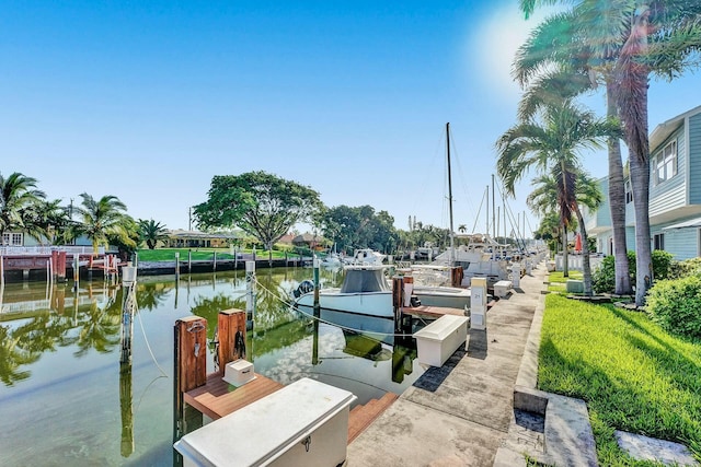 dock area featuring a water view