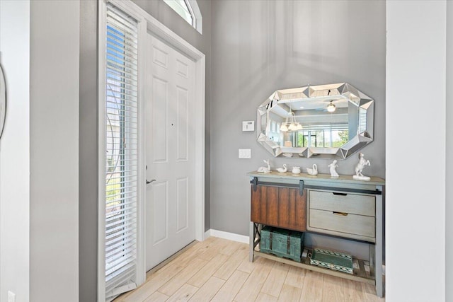 foyer with light hardwood / wood-style floors