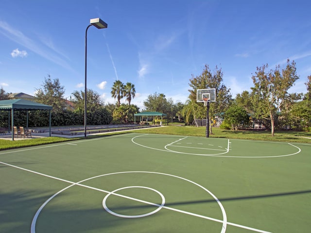 view of sport court featuring a gazebo