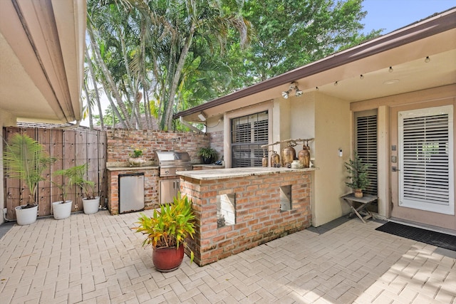 view of patio featuring grilling area and exterior kitchen