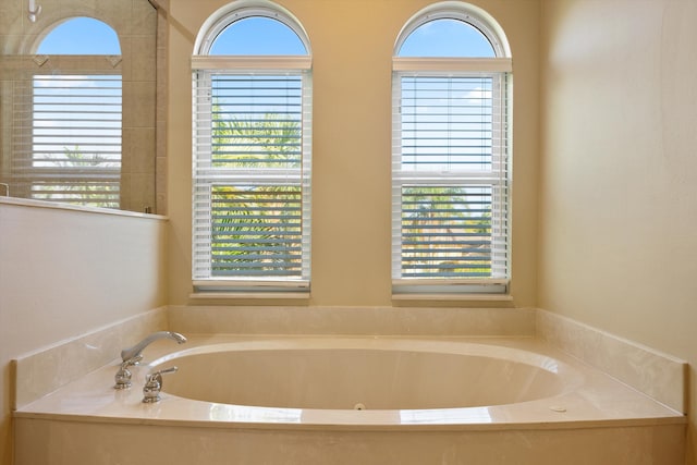 bathroom with a washtub