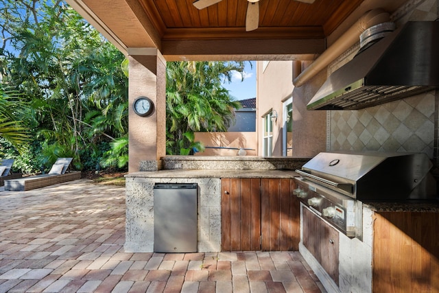 view of patio / terrace with area for grilling, grilling area, and ceiling fan