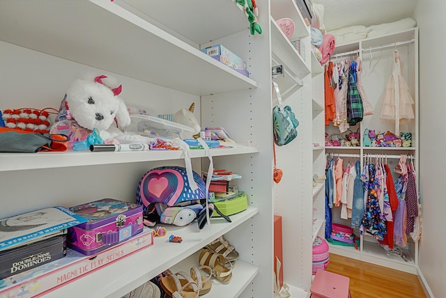 walk in closet featuring hardwood / wood-style floors