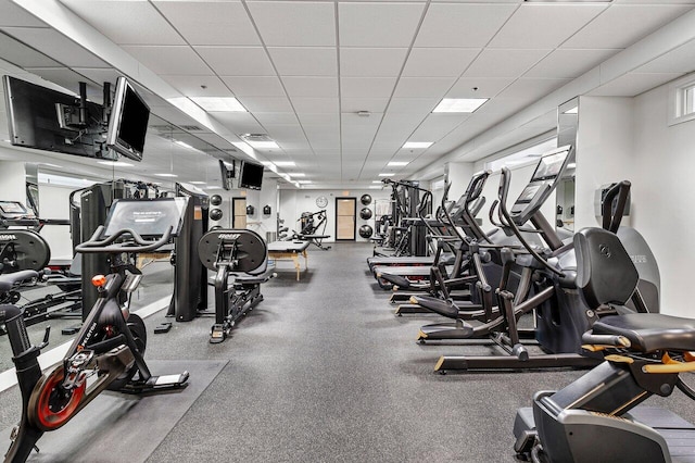 2727 S Ocean Blvd Unit 701, Highland Beach, FL 33487 - workout area with a paneled ceiling