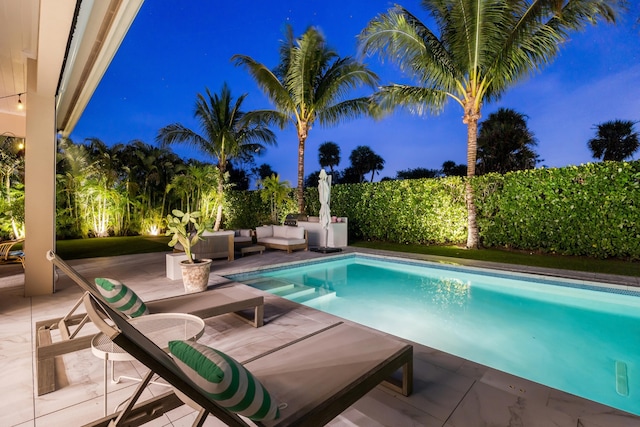 view of swimming pool featuring outdoor lounge area and a patio area