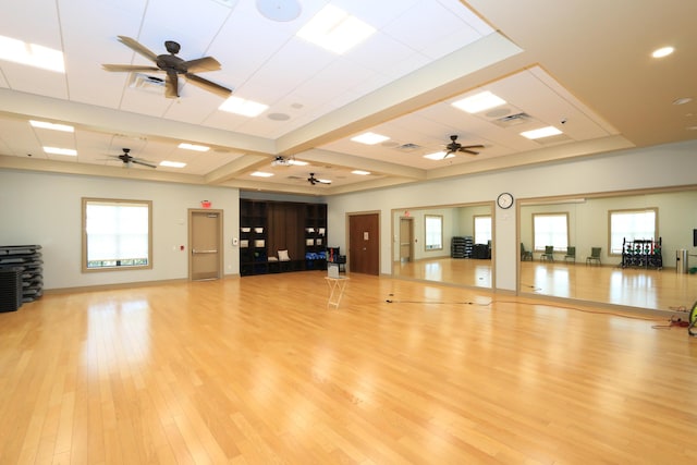 workout room with light wood-type flooring