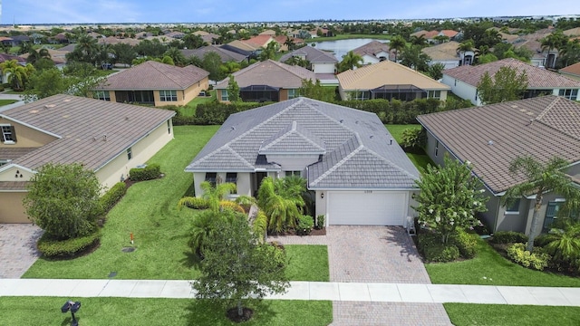 aerial view with a residential view