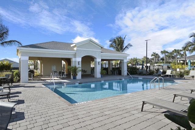 view of pool with a gazebo and a patio area