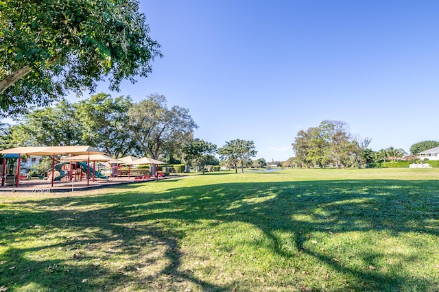 view of yard featuring a playground