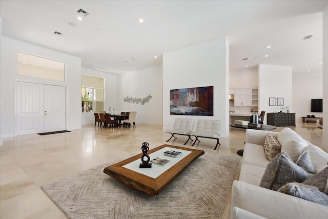 view of tiled living room