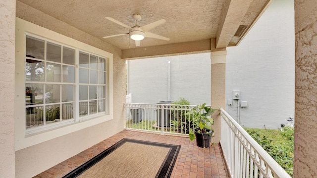 balcony with ceiling fan