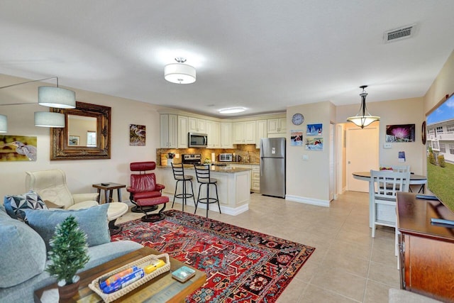 view of tiled living room