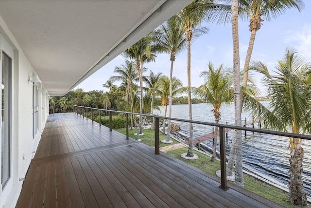 deck with a water view