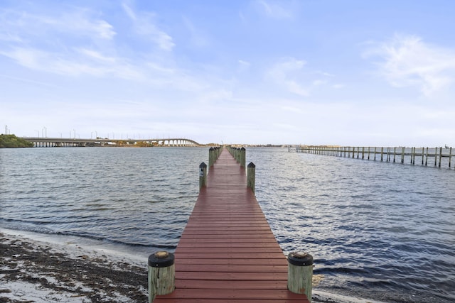 view of dock featuring a water view