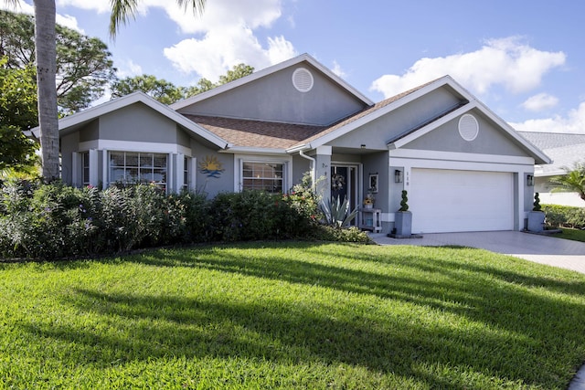 view of front facade with a garage and a front yard