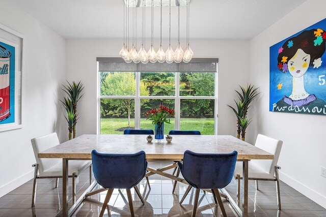 dining space with dark wood-type flooring