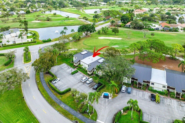 bird's eye view featuring a water view