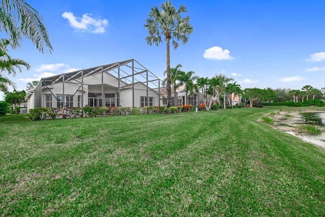 view of yard featuring a lanai