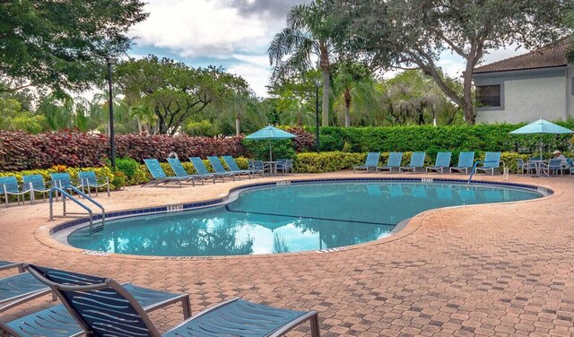 view of pool featuring a patio area