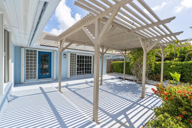 view of patio featuring a pergola