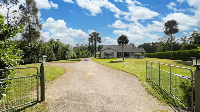 view of front of house with a front lawn