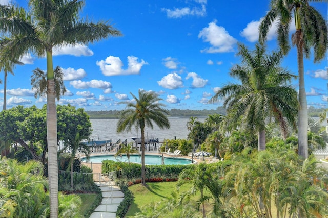 2505 S Ocean Blvd Unit 402, Palm Beach, FL 33480 - pool featuring fence, a water view, and a patio area