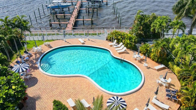 2505 S Ocean Blvd Unit 402, Palm Beach, FL 33480 - pool featuring fence, a water view, and a patio