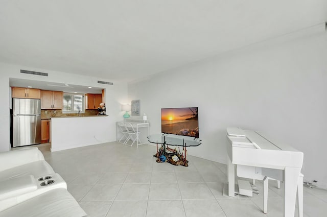 view of tiled living room