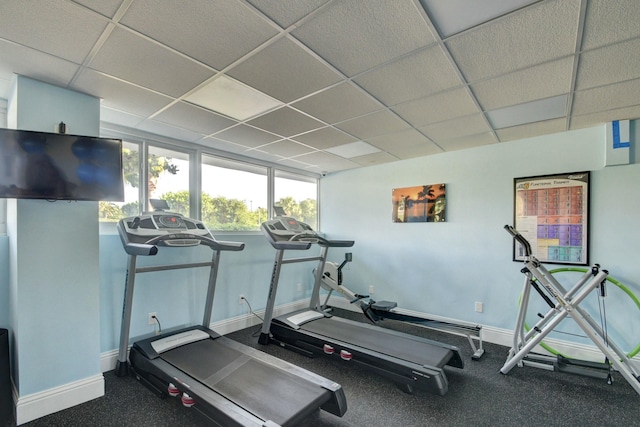 2505 S Ocean Blvd Unit 402, Palm Beach, FL 33480 - exercise room with a paneled ceiling and baseboards