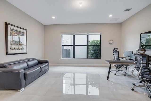 view of tiled office space