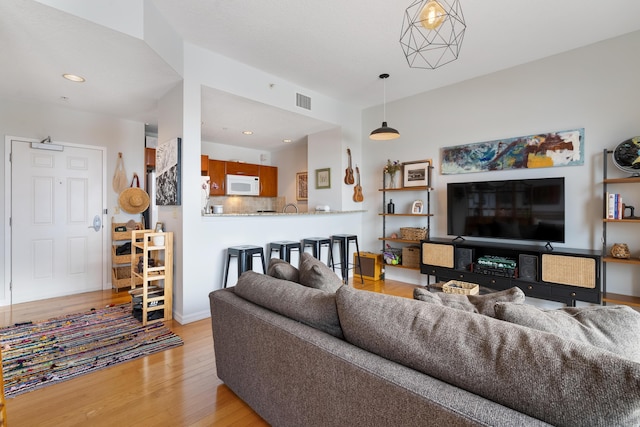 living room featuring light hardwood / wood-style floors