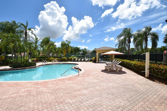 view of pool featuring a patio area