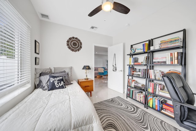 bedroom featuring ceiling fan