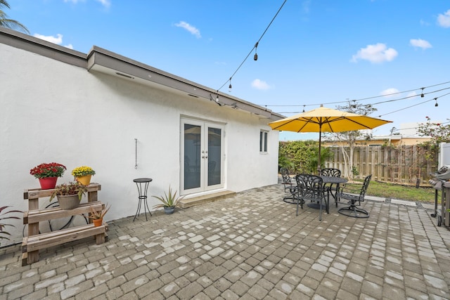 view of patio / terrace featuring french doors