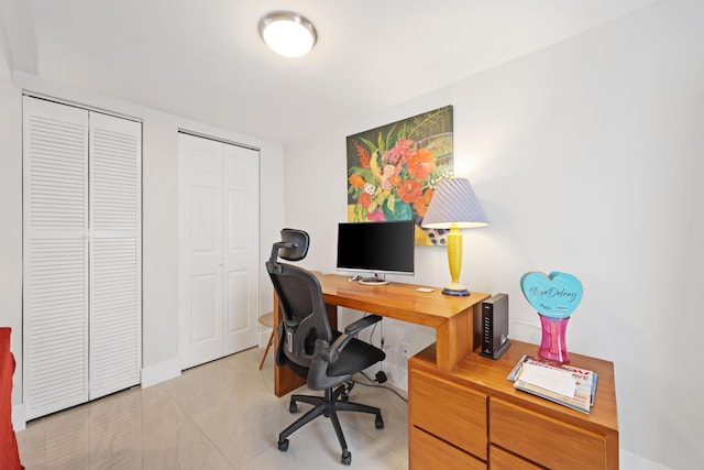 view of tiled office space