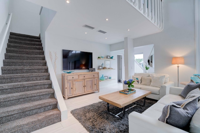 living room featuring light hardwood / wood-style flooring