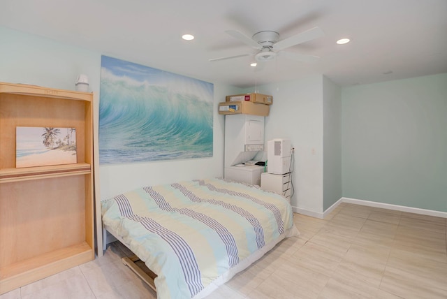 bedroom featuring ceiling fan