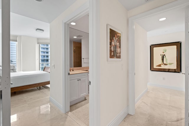 hallway with sink