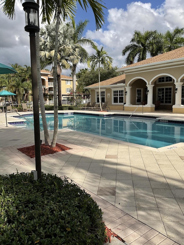 view of pool featuring a patio area