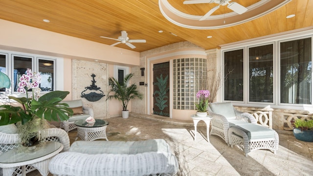 view of patio / terrace with outdoor lounge area and ceiling fan