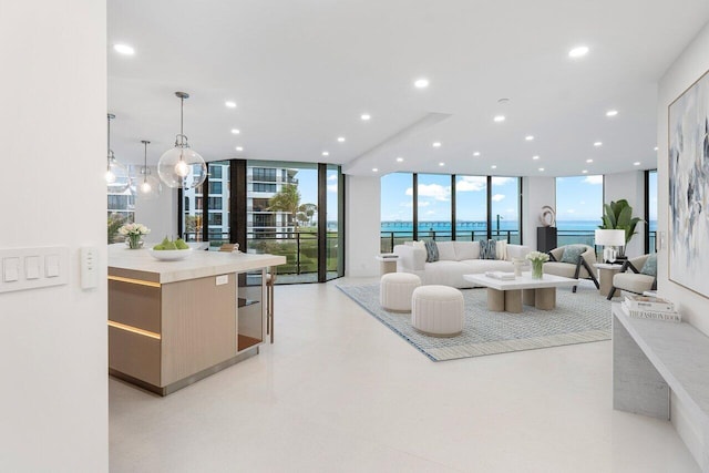 living room featuring expansive windows