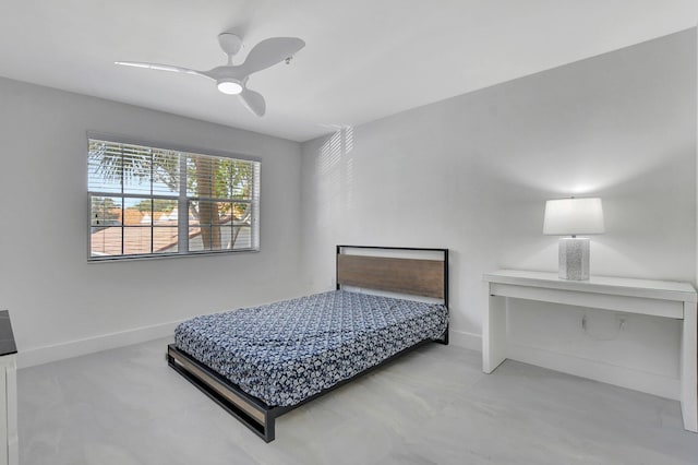 bedroom featuring ceiling fan