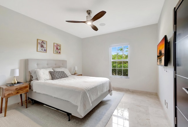 bedroom featuring ceiling fan