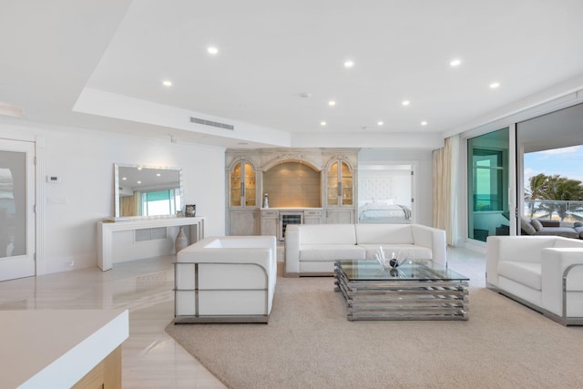 view of tiled living room