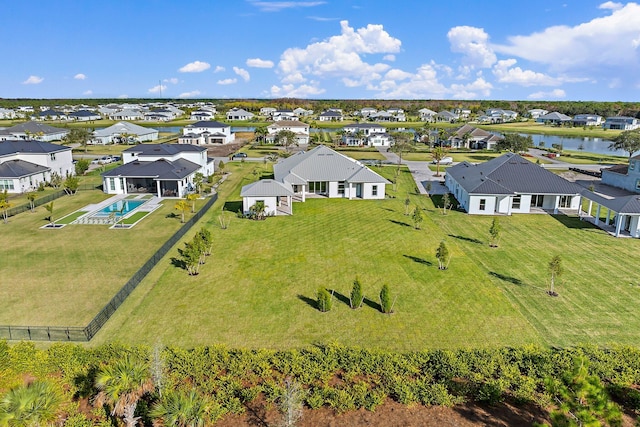 bird's eye view featuring a water view