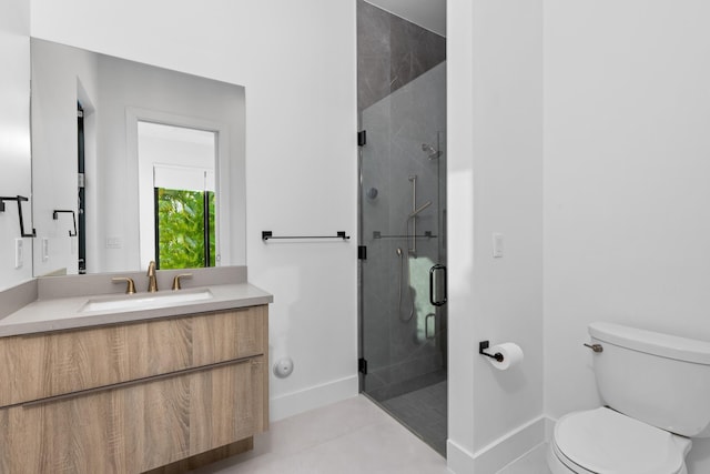 510 NE 4th Ln, Boca Raton, FL 33432 - full bath with baseboards, a stall shower, toilet, and tile patterned flooring