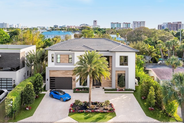 view of front of house with a garage