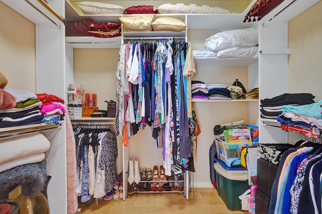 walk in closet featuring wood-type flooring