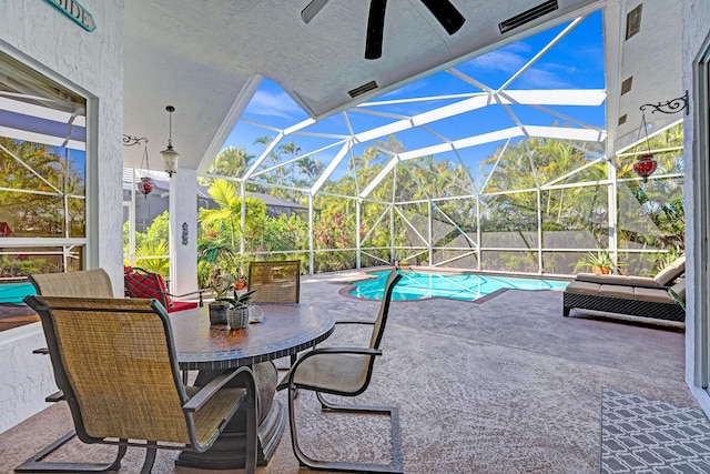 view of pool featuring a patio area and a lanai