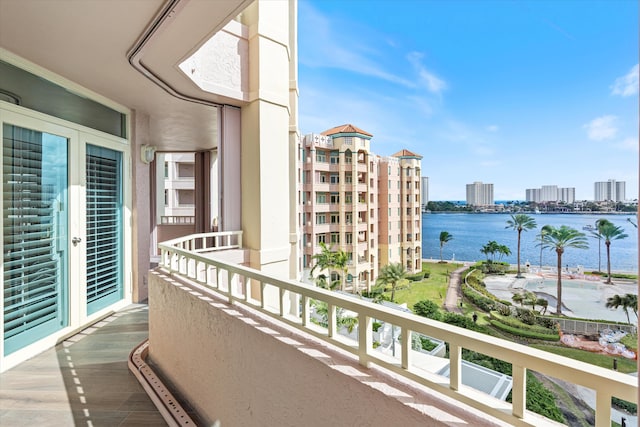 balcony with a water view